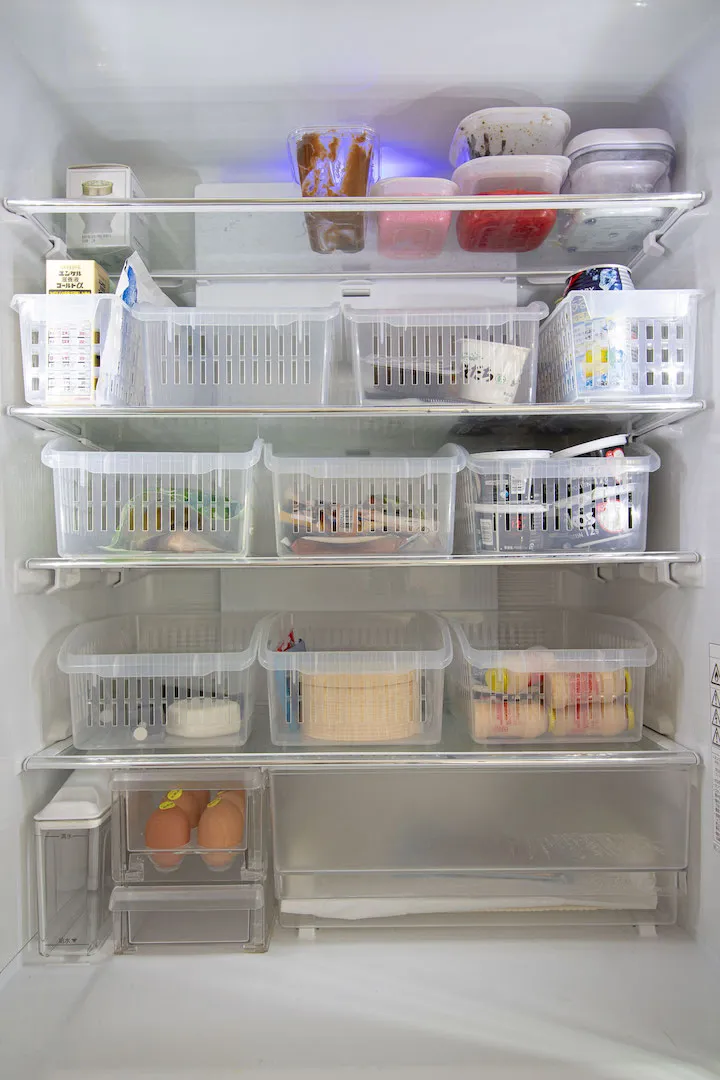 冷蔵庫収納はカゴで区分け整理